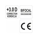 YATO Bifokalbrille +3 wasserklar