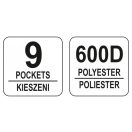 YATO Werkzeugtasche Rohrrahmen mit 9 Taschen