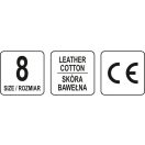 YATO Arbeitsschutzhandschuh, Größe 8, Leder-Baumwolle schwarz