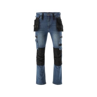   YATO Arbeitsschutzjeans lange Hose XL Größe 17 Taschen dunkelblau
