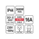 YATO Verlängerungsschaukelkabel gummiisoliert 3 Stecker 20 m 3 x 1,5 mm2