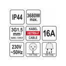 YATO Verlängerungsschaukelkabel gummiisoliert 3 Stecker 20 m 3 x 1,5 mm2