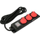 YATO Elektrisches Verlängerungskabel 3 m 3 x 1,5 mm mit 3 Verteilerschalter