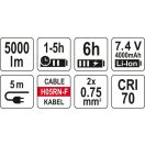 YATO Akku-LED-Doppelreflektor 5000 lm auf Ständer