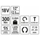 YATO Akku-Schlagschrauber 1/2" 300 Nm 18 V Li-Ion (ohne Akku + Ladegerät)