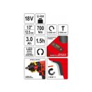 YATO Akku-Schlagschrauber 1/2" 700 Nm bürstenlos 18 V (1 x 3,0 Ah Akku + Ladegerät)