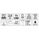 YATO Akku-Kettensäge 350 mm 2 x 18 V (2 x 2,0 Ah Akku + Ladegerät)