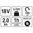 YATO Akku-Rasenmäher 18 V (1 x 2,0 Ah Akku + Ladegerät)