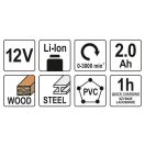 YATO Akku-Säbelsäge 12 V Li-Ion (1 x 2,0 Ah Akku + Ladegerät)