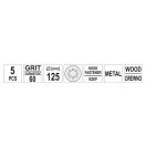 YATO Klett-Fiberscheibe 125 mm / P60 8-lochig (5 Stück)