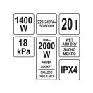 YATO Industriestaubsauger 20 Liter 1400W