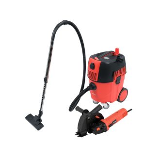   YATO Industriestaubsauger mit automatischem Filterrüttler 1600 W + Wandnutmaschine 125 mm 1700 W (YT-82015)
