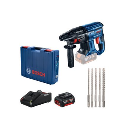 BOSCH GBH 180-LI Akku-Bohrhammer + 1 x 4,0 Ah Akku + SDS-Plus-Set in Werkzeugtasche