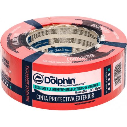 BLUE DOLPHIN Farb- und Abdeckband 48 mm x 50 m für raue Oberflächen im Außenbereich (rot)