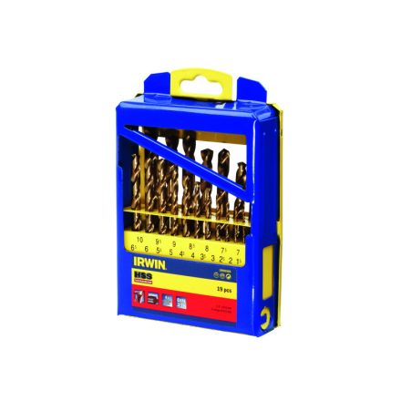IRWIN Schraubenbohrer-Set 19-teilig HSS TiN zylindrisch (1-10 mm)