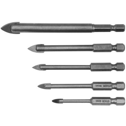 STHOR Glas- und Fliesenbohrer-Set 5-teilig (4, 5, 6, 8, 10 mm)