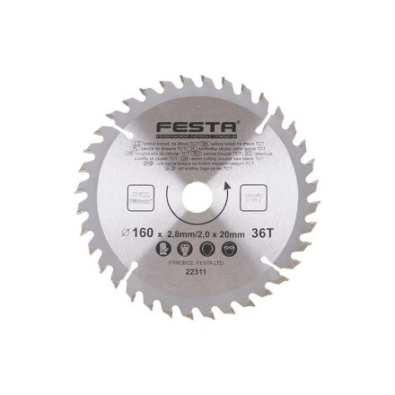 FESTA Sägeblatt für Holz 160 x 20 x 2,0 mm / 36T