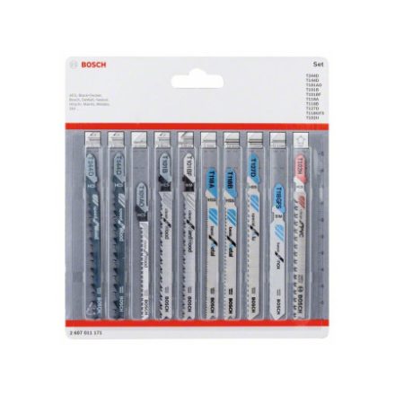 BOSCH Stichsägeblätter-Set 10-teilig T-Klemme (Holz, Metall, PVC)