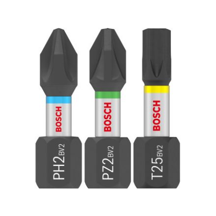 BOSCH PRO Impact Bitset PH2/PZ2/T20/25/30x5db x 25mm Tic Tac Box 1/4" Hex (25 Stück)