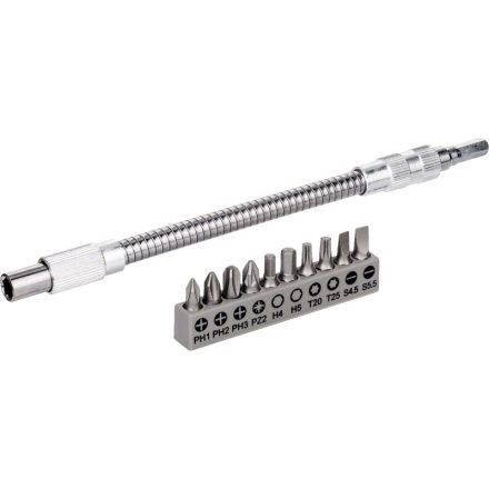 BOSCH Bitspitzen-Satz 11-teilig mit flexibler Metallverlängerung 200 mm
