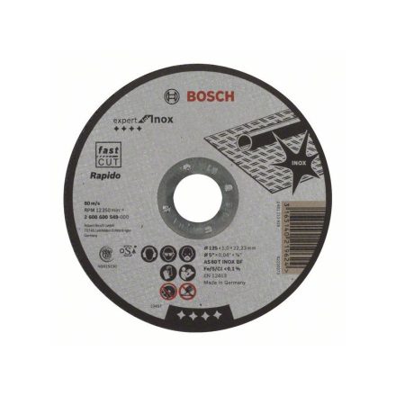 BOSCH Trennscheibe für Metall 125 x 1,0 x 22,2 mm gerade Expert für Inox - Rapido