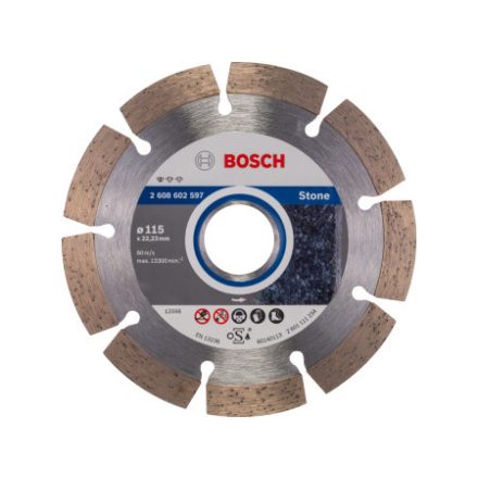 BOSCH Diamanttrennscheibe 115 x 1,6 x 10 x 22,2 mm segmentiert Standard for Stone