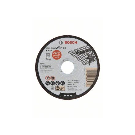 BOSCH Trennscheibe für Metall 115 x 1,0 x 22,2 mm Inox gerade WA 60 T BF Rapido