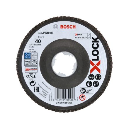 BOSCH Lamellenschleifscheibe konisch 125 x 22,2 / P40 X571 X-LOCK