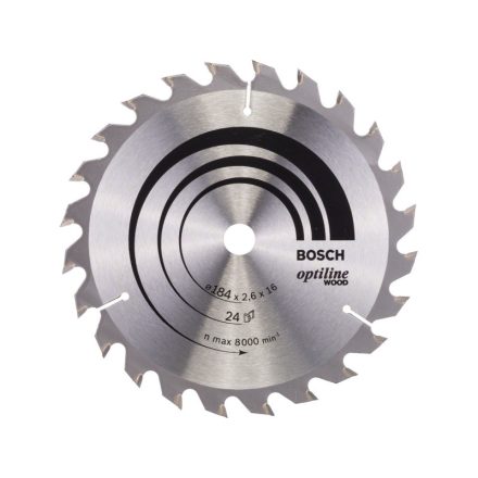 BOSCH Fűrésztárcsa fához 184 x 16 x 2,6 mm / 24T Optiline Wood ATB