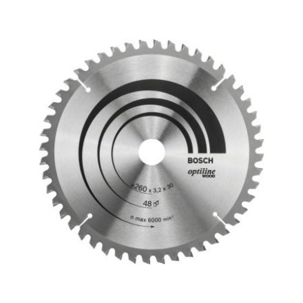BOSCH Sägeblatt für Holz 260 x 30 x 3,2 mm / 48T Optiline Wood ATB / N