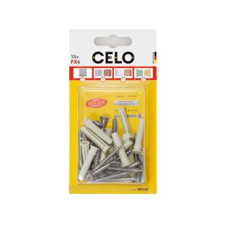 CELO FX 10 Universal-Nylondübel + 7 x 65 Sechskantschraube (5 Stück)