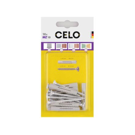 CELO MZ Universal-Kunststoffdübel 10 x 60 + 6,0 x 80 Holzschraube (5 Stück)