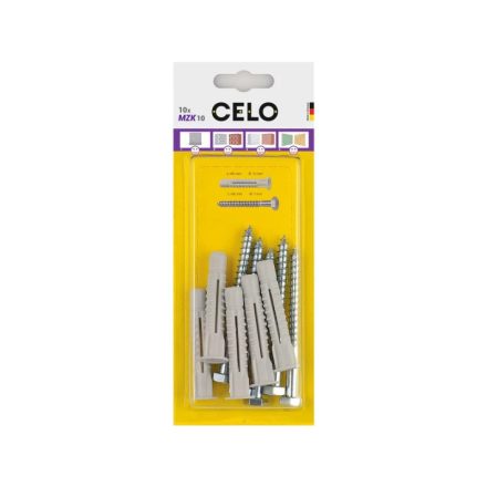 CELO MZK Universal-Kragen-Kunststoffdübel 10 x 60 + 7,0 x 80 Sechskantschraube (5 Stück)