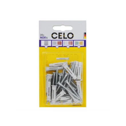 CELO MZK Universalkragen Kunststoffdübel 6 x 30 + 4,5 x 40 Holzschraube (20 Stück)