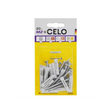 CELO MZ Universal-Kunststoffdübel 6 x 29 + 4,5 x 40 Holzschraube (20 Stück)