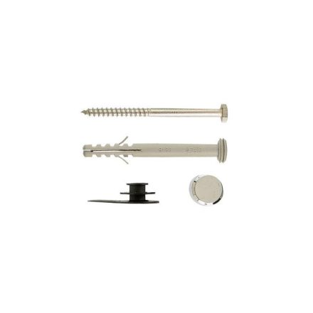 CELO FX O 8 Nylondübel, (2 Stück) M5 x 70 Doppelgewindeschraube, (2 Stück) Nylon-Schutzscheibe, (2
