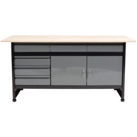 VOREL Cabinet Arbeitstisch mit 4 Schubladen und 2 Türen 1700 x 600 x 840 mm