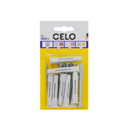 CELO MZK Universalkragen Kunststoffdübel 8 x 49 + 6 x 70 Holzschraube (8 Stück)