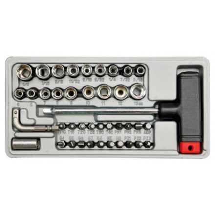 VOREL Bit- und Steckschlüsselsatz 41-teilig mit 1/4" T-Griff CrV
