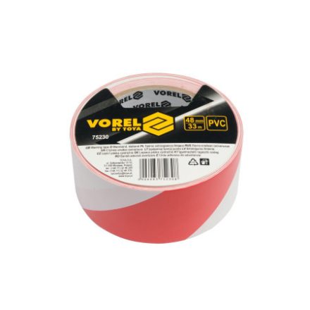 VOREL Selbstklebendes Markierungsband rot-weiß 48 mm x 33 m PVC