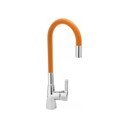 FALA Waschbeckenarmatur mit orangefarbenem flexiblem Rohr + Zubehör