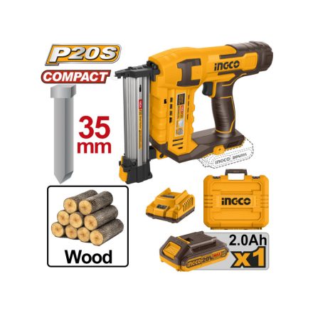 INGCO Akku-Nagelpistole 20 V (1 x 2,0 Ah Akku + Ladegerät)