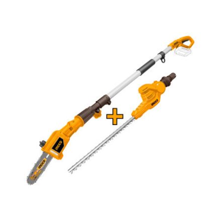 INGCO Akku-Hochentaster 460 mm und Astsäge 200 mm 0-400 mm 20 V (1 x 2,0 Ah Akku + Ladegerät)