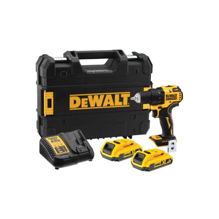 DEWALT Akku-Bohrschrauber 18 V ohne Kohlebürste (2 x 2,0 Ah Akku + Ladegerät + TSTAK) DCD708D2T