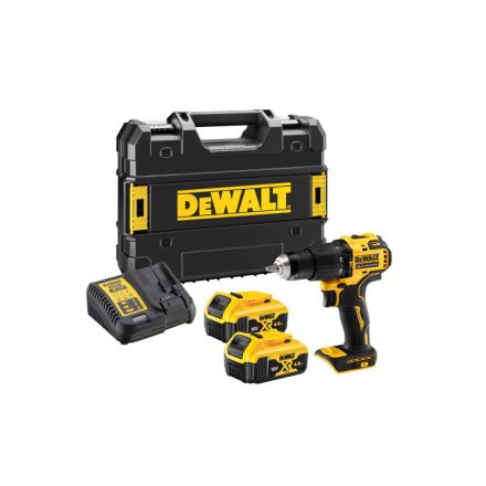 DEWALT Akku-Schlagbohrschrauber 18 V ohne Kohlebürste (2 x 4,0 Ah Akku + Ladegerät + TSTAK) DCD709M2T