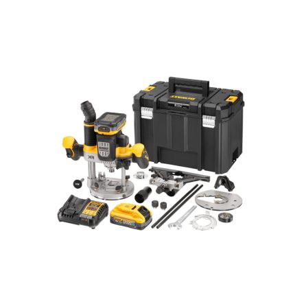 DEWALT Akku-Oberfräse 18 V 12 mm (2 x 5,0 Ah Power Stack Akku + Ladegerät + TSTAK)
