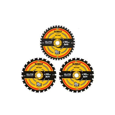 DEWALT EXTREME Sägeblatt-Set 3-teilig für Holz 165 x 20 x 1,65 mm / 2 x 24T + 1 x 40T