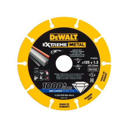 DEWALT EXTREME METAL Diamanttrennscheibe für Metall 125 x 1,3 x 22,2 mm (Metall/Alu/Edelstahl)