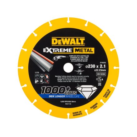 DEWALT EXTREME METAL Diamant-Trennscheibe für Metall 230 x 2,1 x 22,2 mm (Metall/Alu/Inox)