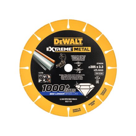DEWALT EXTREME METAL Diamant-Trennscheibe für Metall 300 x 3,3 x 25,4 mm (Metall/Alu/Edelstahl)